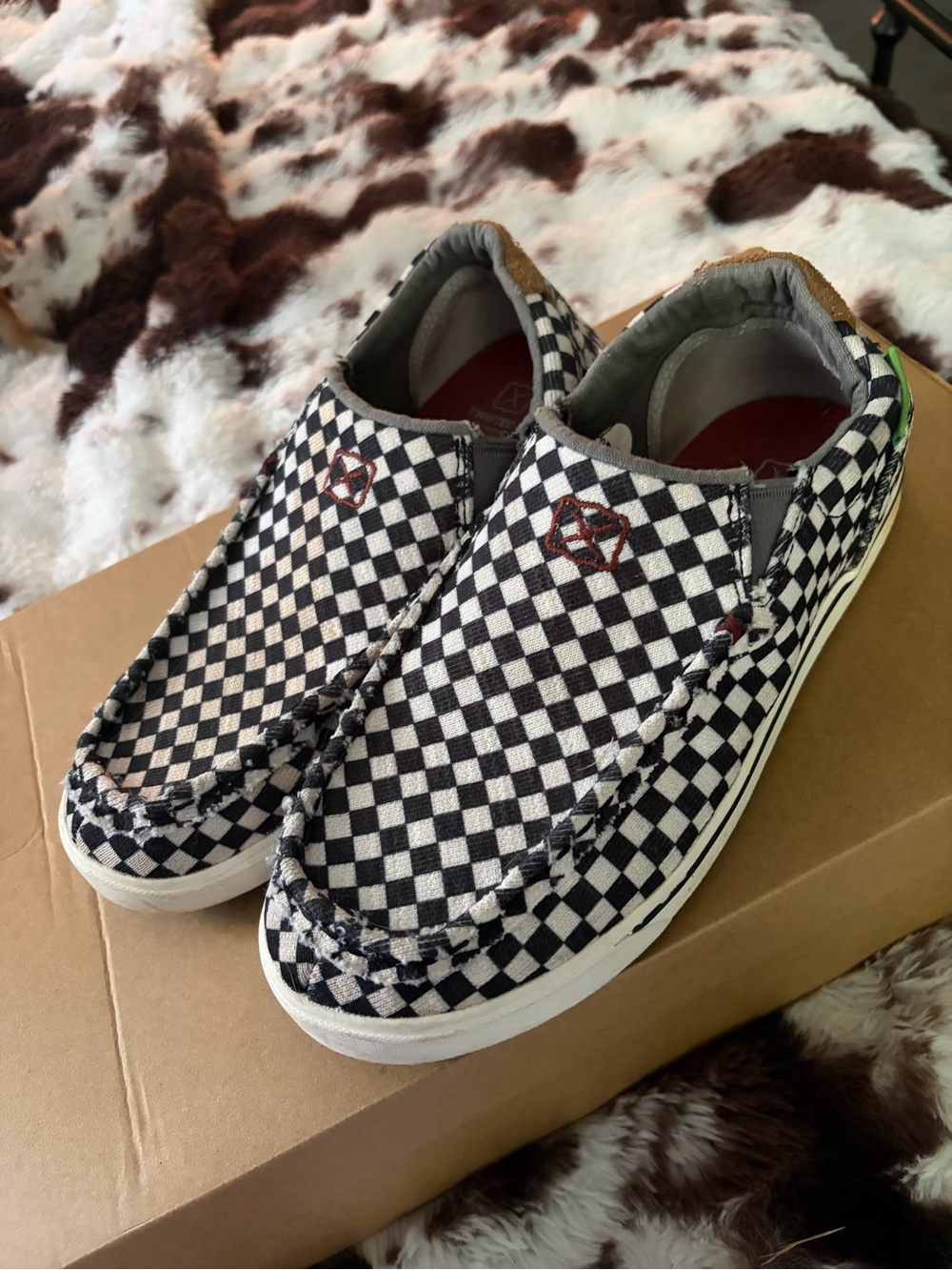 Ariat Kids Checkerboard Slip-On Shoes - Black & White